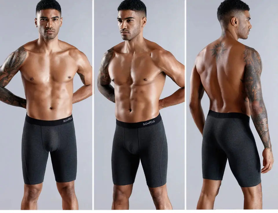 BONITOS men's long-leg boxer shorts in dark gray natural cotton by Simples Market