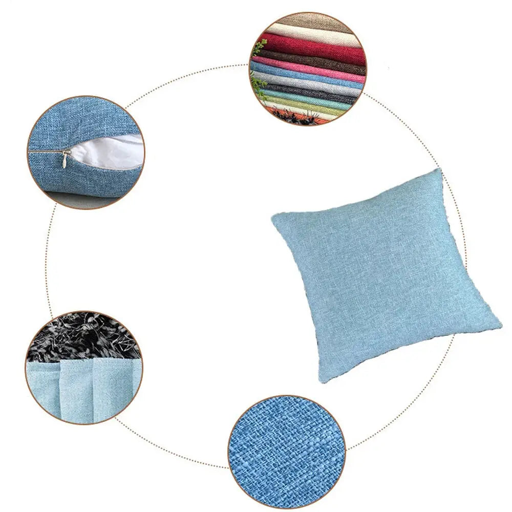 Simples Market blue denim-style sofa cushion cover with zipper; shown with assorted colors and multiple sizes.