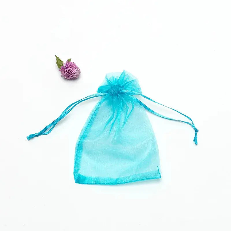 50 Pieces Drawstring Organza Gift Bags For Jewelry Packaging Wedding Party Four Sizes 7x9 Cm 9x12 Cm 10x15 Cm 13x18 Cm