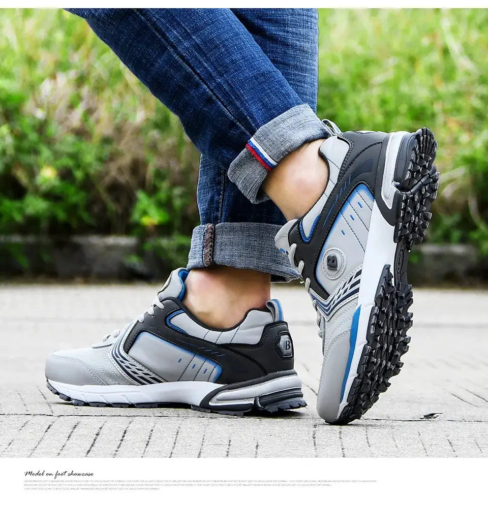 BONA running shoes for men, gray and blue lace-up sneakers with breathable outdoor construction by Simples Market