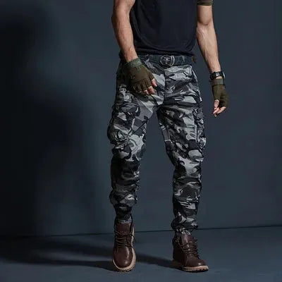 Simples Market men's camouflage tactical cargo pants with multiple pockets