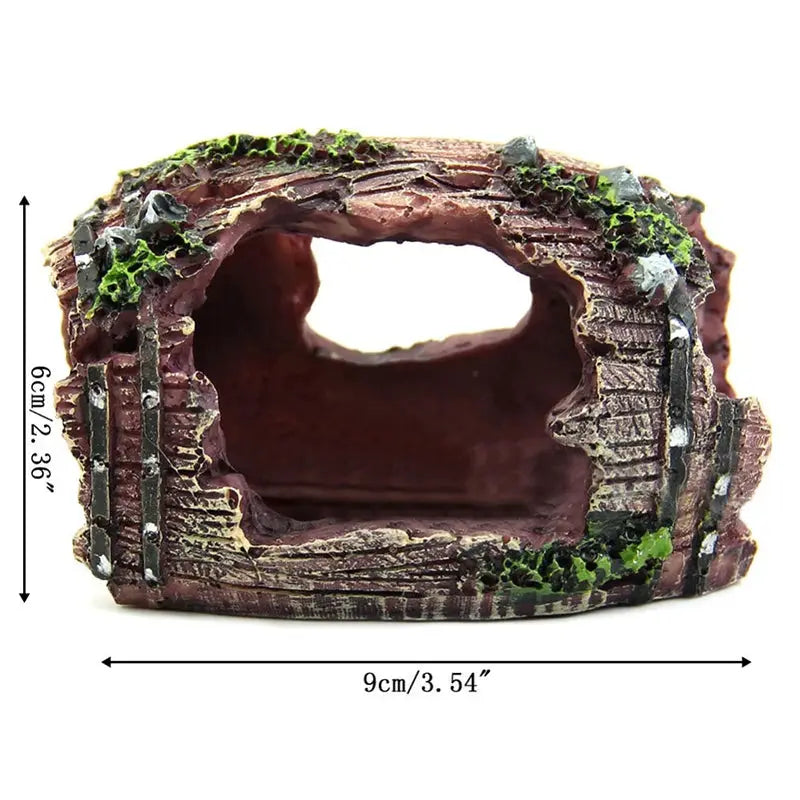 Resin Barrel Cave Aquarium Ornament For Fish Tank Decoration Safe Non Toxic Realistic Hideaway Landscaping Accessory