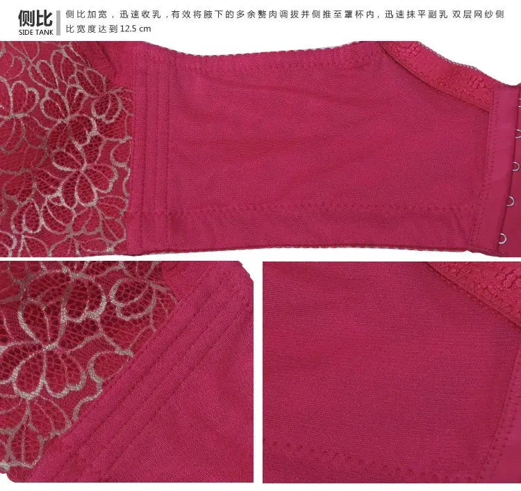 Push-up lace bra Simples Market pink with floral side panels and smooth back fabric for fuller busts