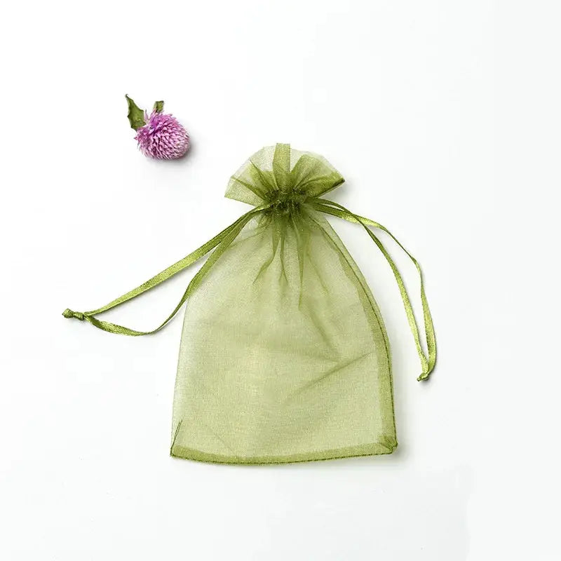 50 Pieces Drawstring Organza Gift Bags For Jewelry Packaging Wedding Party Four Sizes 7x9 Cm 9x12 Cm 10x15 Cm 13x18 Cm