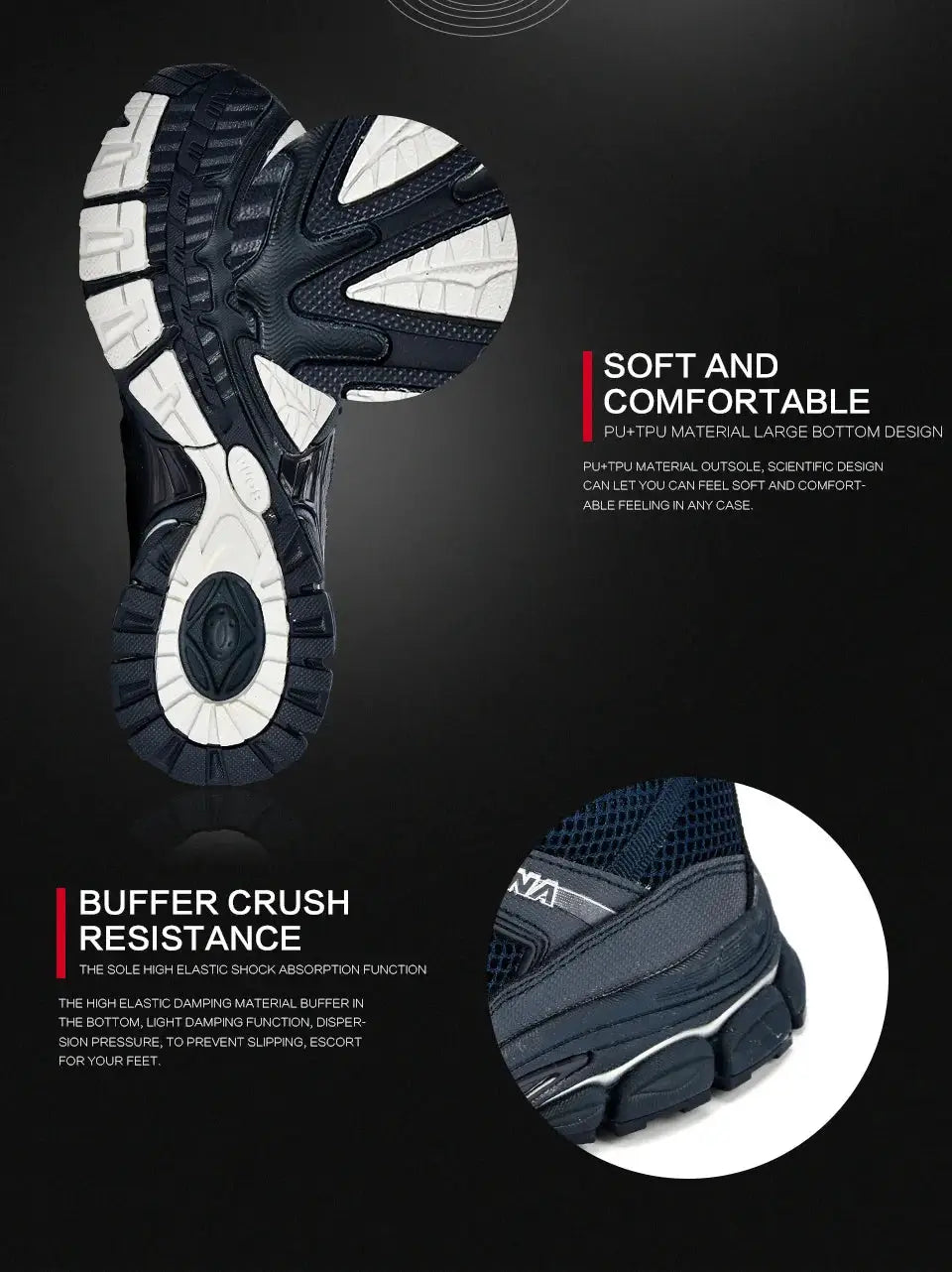 BONA men running shoes with cow split microfiber and mesh upper, lace-up, navy and white sole