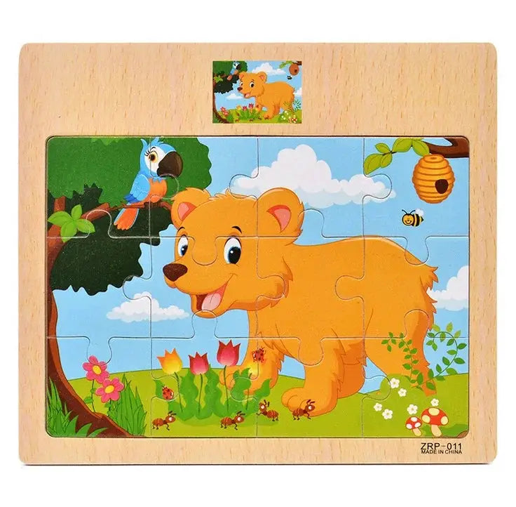 Wooden Puzzles For Kids 9 Or 12 Pieces Cartoon Vehicles And Animals Learning Educational Toys Gift For Children