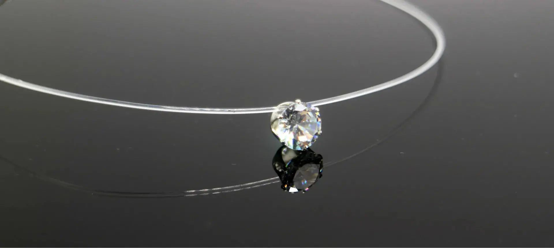 5 Colors Dazzling Zircon Pendant Necklace With Invisible Transparent Fishing Line Chain For Women Minimalist Jewelry
