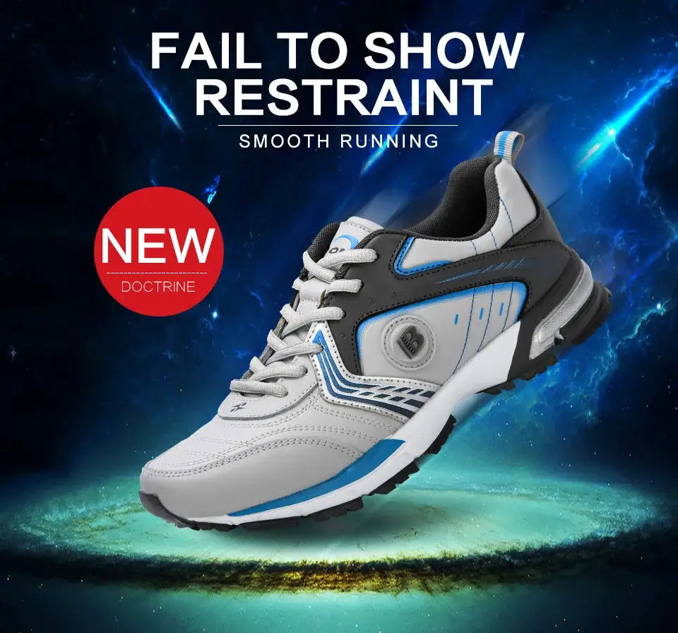 BONA men's running shoes, white and gray with blue accents, lace-up breathable athletic sneakers