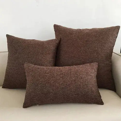 Sofa cushion covers 3-piece set in brown textured fabric