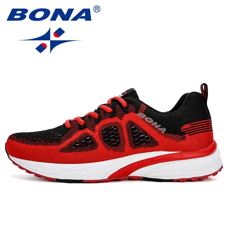 BONA running sneakers in red and black mesh with white midsole