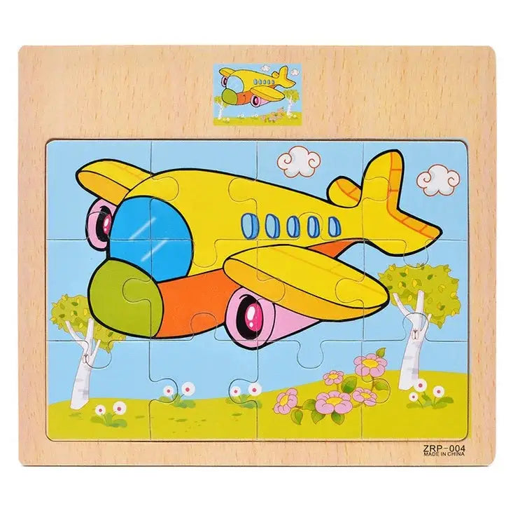 Wooden Puzzles For Kids 9 Or 12 Pieces Cartoon Vehicles And Animals Learning Educational Toys Gift For Children