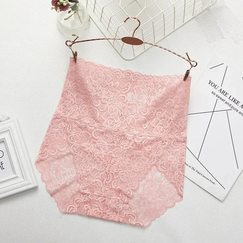 Seamless women's pink lace high-waist shaping panty for tummy control by Simples Market