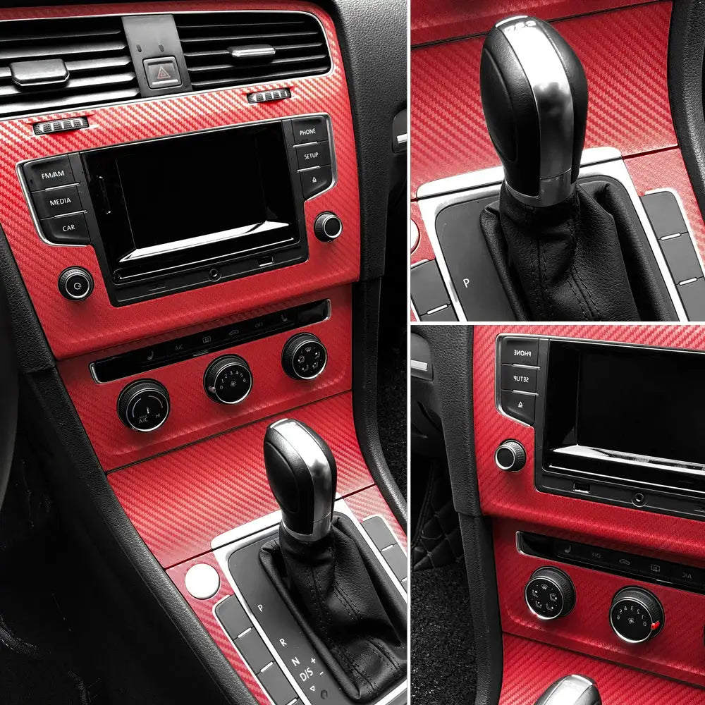 Car wrap vinyl sheet, 3D red carbon fiber pattern, Simples Market, 50x200 cm for auto interiors