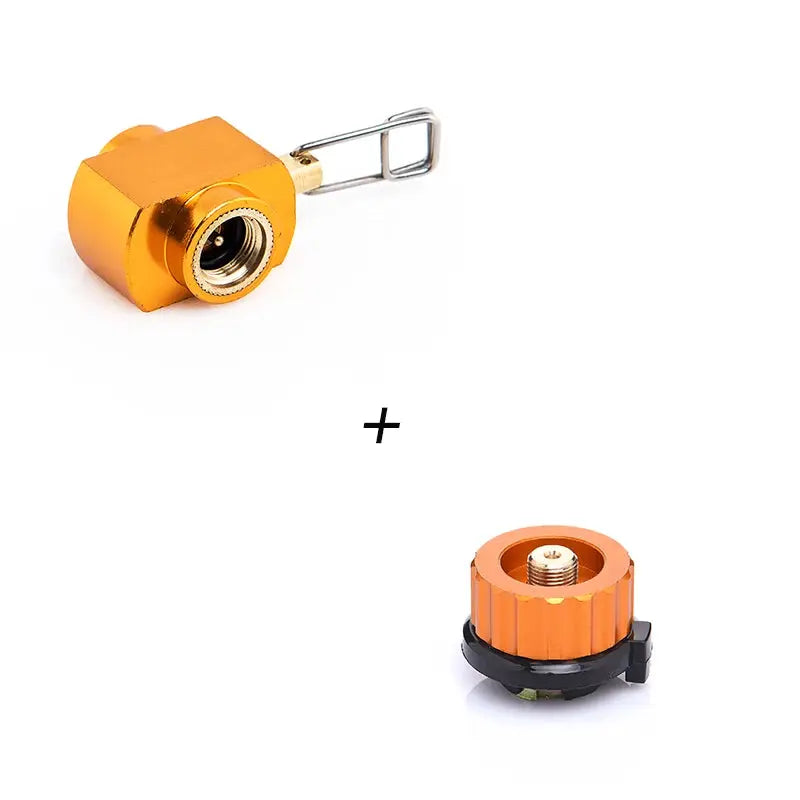 Widesea camping propane refill adapters, orange aluminum two-piece set with threaded fittings