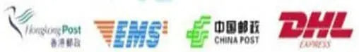 Shipping carrier logos: Hongkong Post, EMS, China Post, DHL Express.