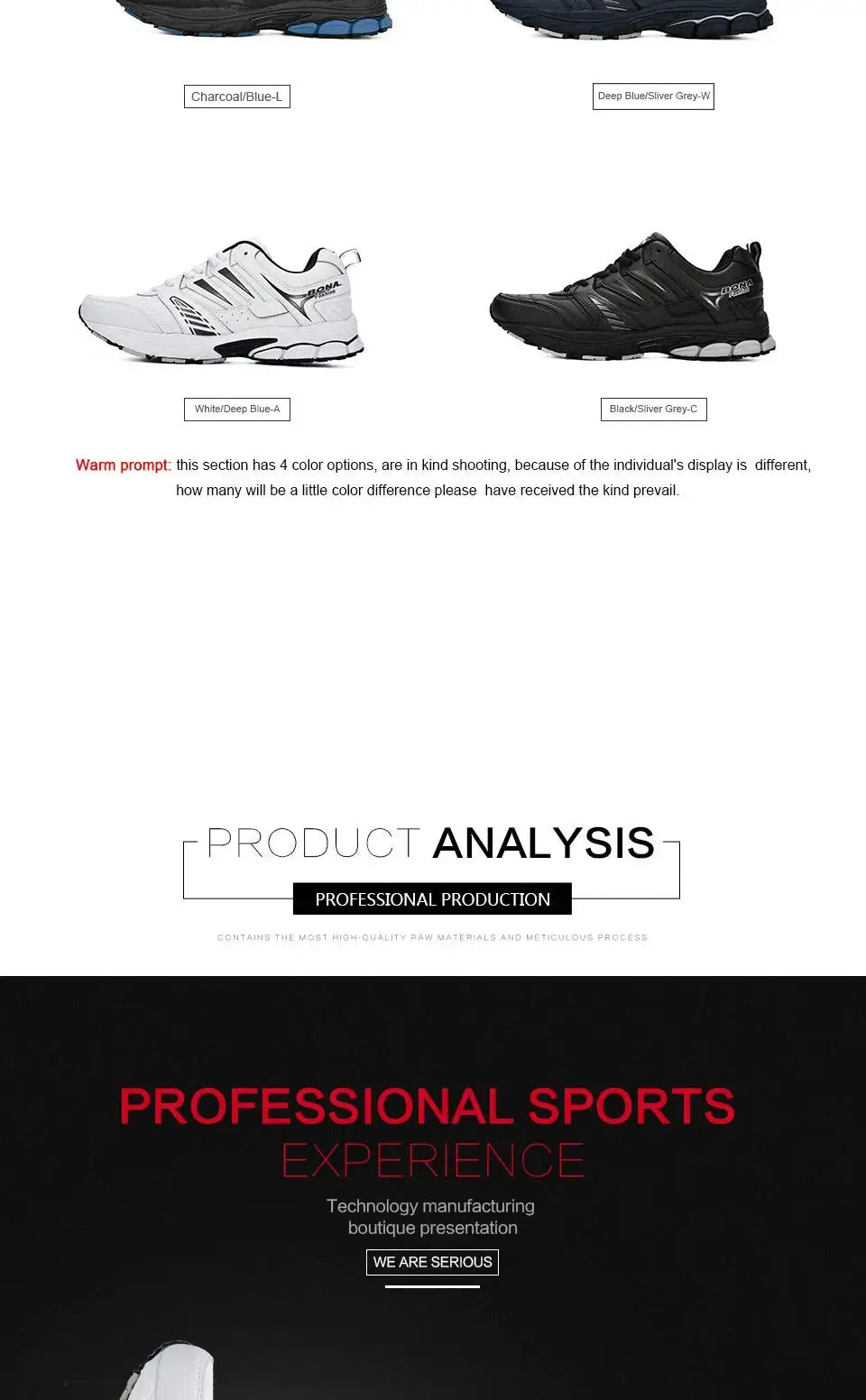 BONA men's running shoes by Simples Market in 4 colors: Charcoal/Blue, Deep Blue/Grey, White/Blue, Black/Grey