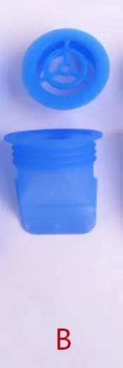 Blue silicone odor-resistant floor drain seal with threaded cap for kitchens and bathrooms
