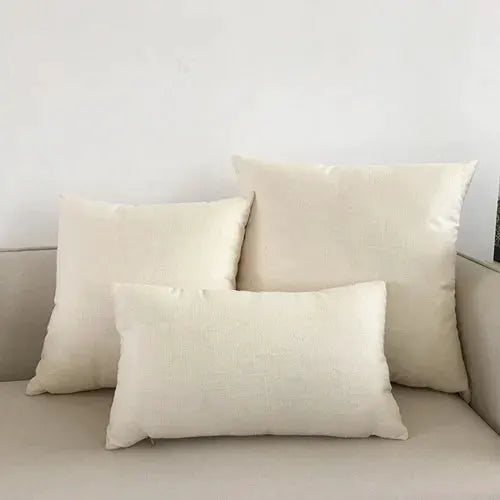 Sofa cushion covers 3-pack; beige rectangular decorative pillow cases