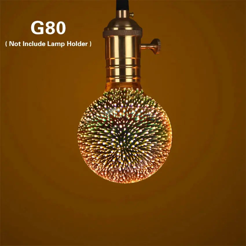 G80 decorative 3D night light bulb with star fireworks pattern for table lamp (E27, 110V/220V)