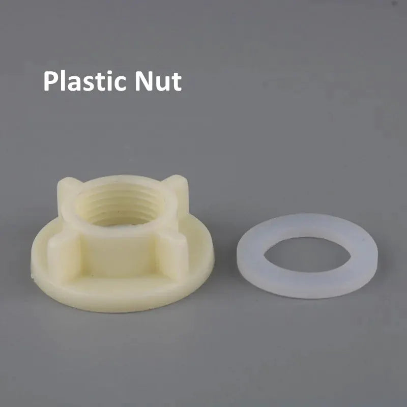 Plastic faucet nut, white, for 1/2 inch male thread with washer, Simples Market
