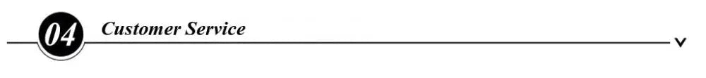 Customer Service banner with a black circled 04 badge and a horizontal divider line.