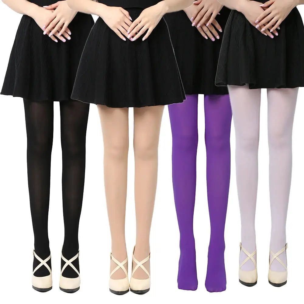 Women Black Opaque Tights 120D Seamless Pantyhose Winter Warm Nylon Stockings Footed Thick