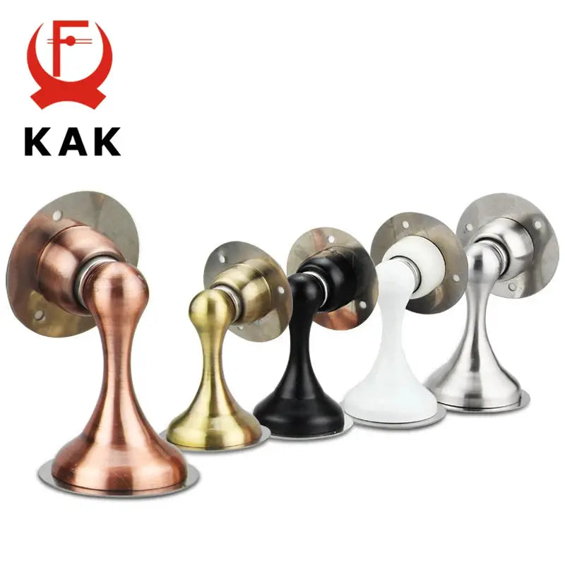 KAK 5-piece cabinet door knobs set in copper, brass, black, white, and silver finishes.