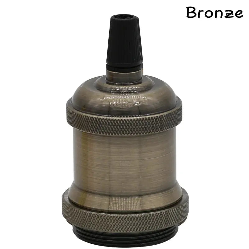 Bronze aluminum pendant lamp holder with knurled collars and E27 socket