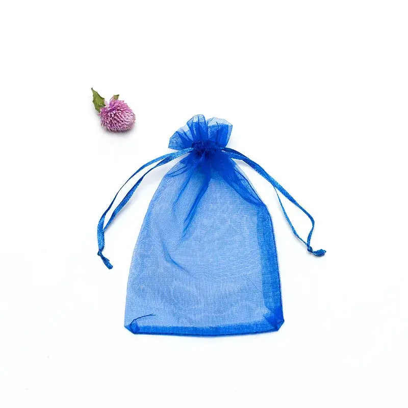 50 Pieces Drawstring Organza Gift Bags For Jewelry Packaging Wedding Party Four Sizes 7x9 Cm 9x12 Cm 10x15 Cm 13x18 Cm