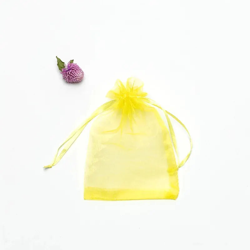 50 Pieces Drawstring Organza Gift Bags For Jewelry Packaging Wedding Party Four Sizes 7x9 Cm 9x12 Cm 10x15 Cm 13x18 Cm