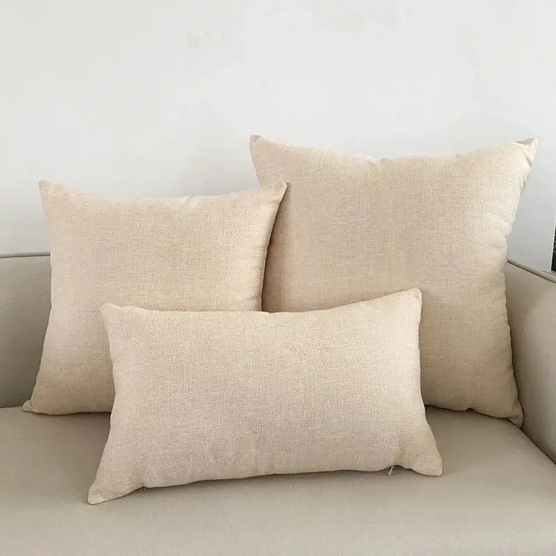 Sofa cushion covers, beige linen by Simples Market, set of 3 decorative pillows