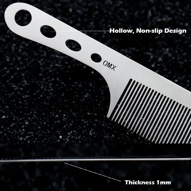 Brainbow titanium steel barber comb, hollow non-slip design, ultra-thin 1mm profile for professional salon use