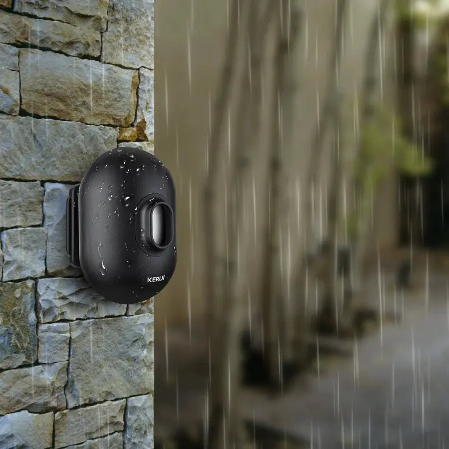 KERUI DW9 driveway alarm wireless PIR motion sensor, black waterproof outdoor security device