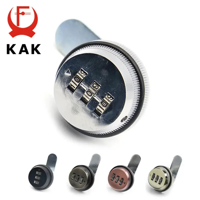 Simples Market KAK combination cabinet lock, black/silver zinc alloy with 4-digit dials