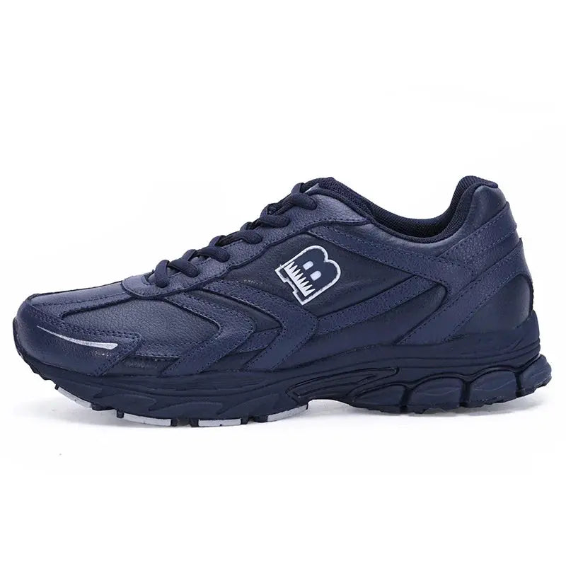 BONA men's navy running shoes with lace-up design and side logo patch