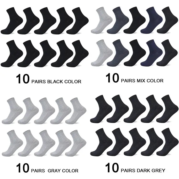 Men's bamboo fiber compression dress socks, 40 pairs in four color sets: black, mix, gray, dark gray