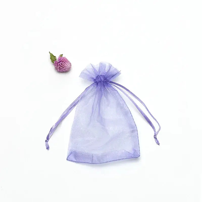50 Pieces Drawstring Organza Gift Bags For Jewelry Packaging Wedding Party Four Sizes 7x9 Cm 9x12 Cm 10x15 Cm 13x18 Cm