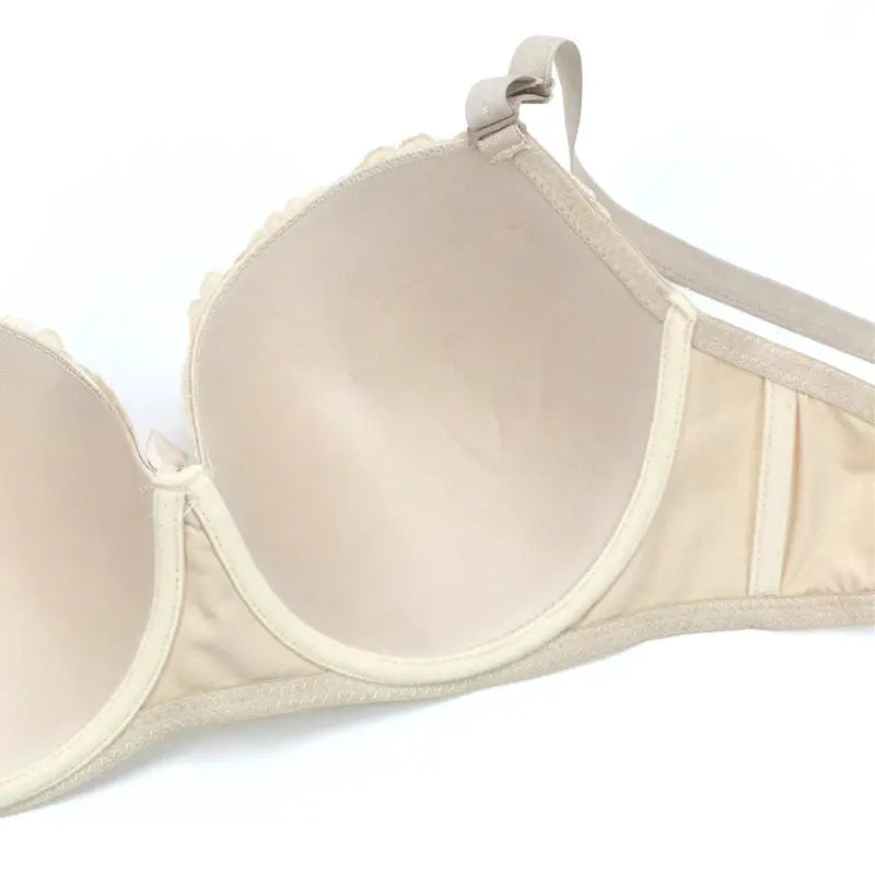 Beige lace bra with BCDE cups, plus-size lingerie