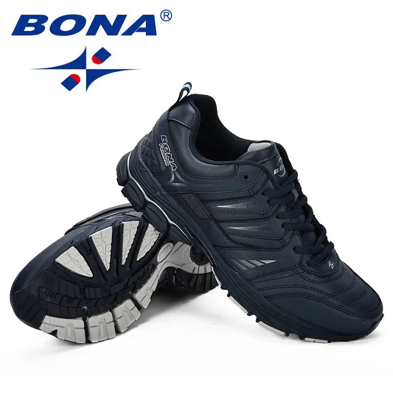 BONA men's running shoes, dark navy breathable upper with rugged outsole by Simples Market