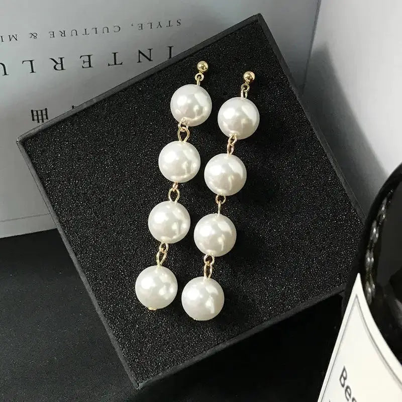 Pearl Drop Earrings For Women And Girls Simple Elegant Water Drop Jewelry Crystal Accents