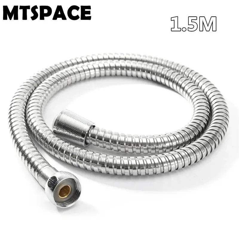 MTSPACE chrome stainless steel flexible shower hose, 1.5m length with G1/2 inch fittings