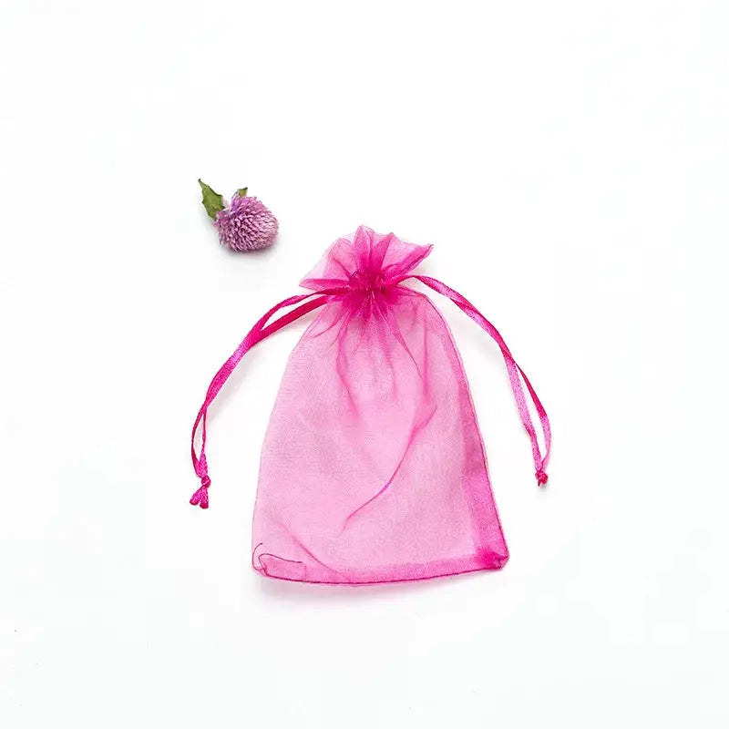50 Pieces Drawstring Organza Gift Bags For Jewelry Packaging Wedding Party Four Sizes 7x9 Cm 9x12 Cm 10x15 Cm 13x18 Cm