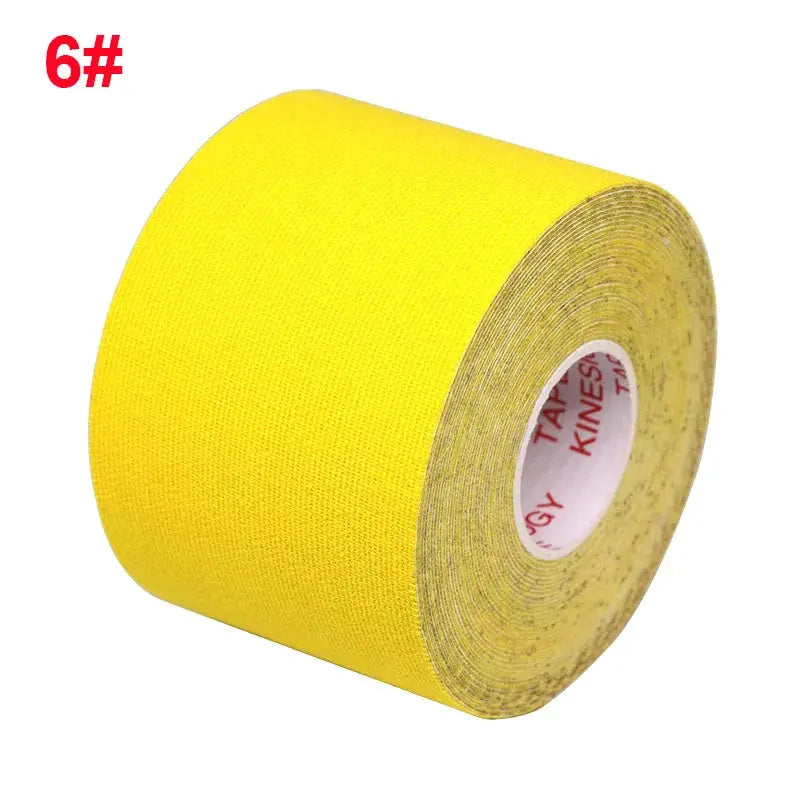 Kinesiology tape roll, yellow, 5m length for sport recovery and knee support