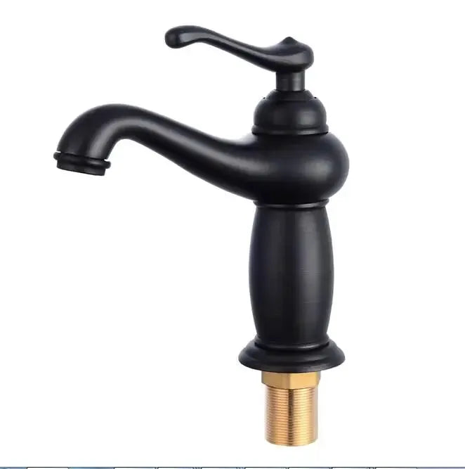 Bathroom faucet antique bronze finish with solid brass body and single-handle lever, brass threaded connection