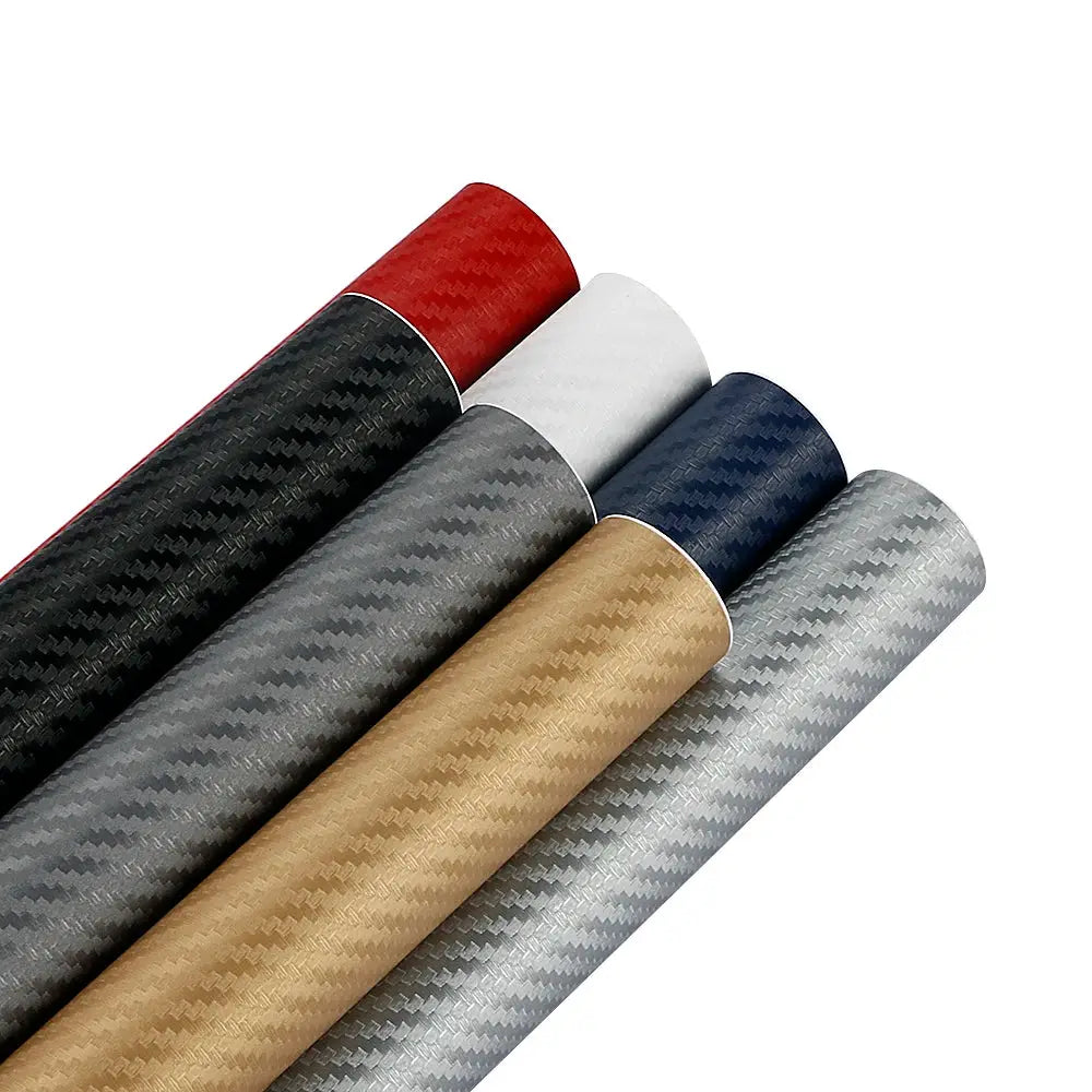Six carbon fiber vinyl wrap rolls, 50x200 cm, assorted colors