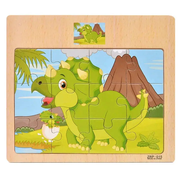 Wooden Puzzles For Kids 9 Or 12 Pieces Cartoon Vehicles And Animals Learning Educational Toys Gift For Children
