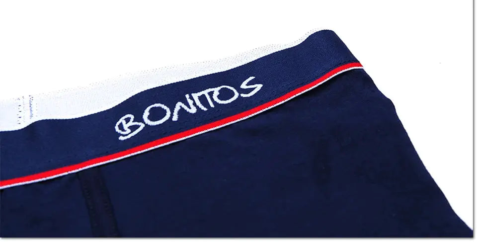 Boxer shorts navy blue cotton with Bonitos white waistband and red stripe detail