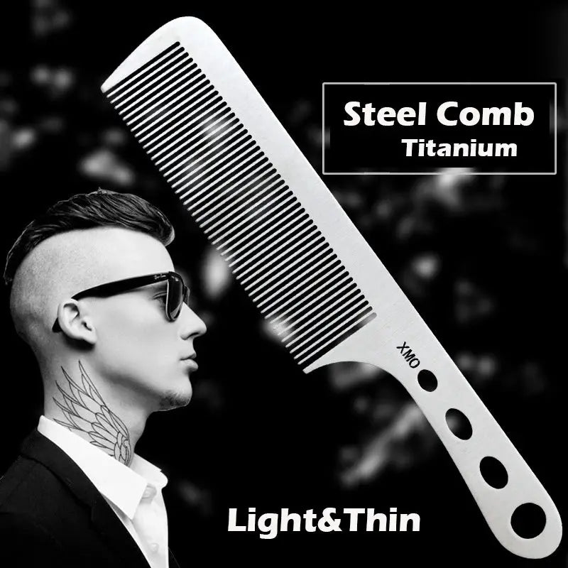 Brainbow titanium steel comb, ultra-thin anti-static barber tool for men