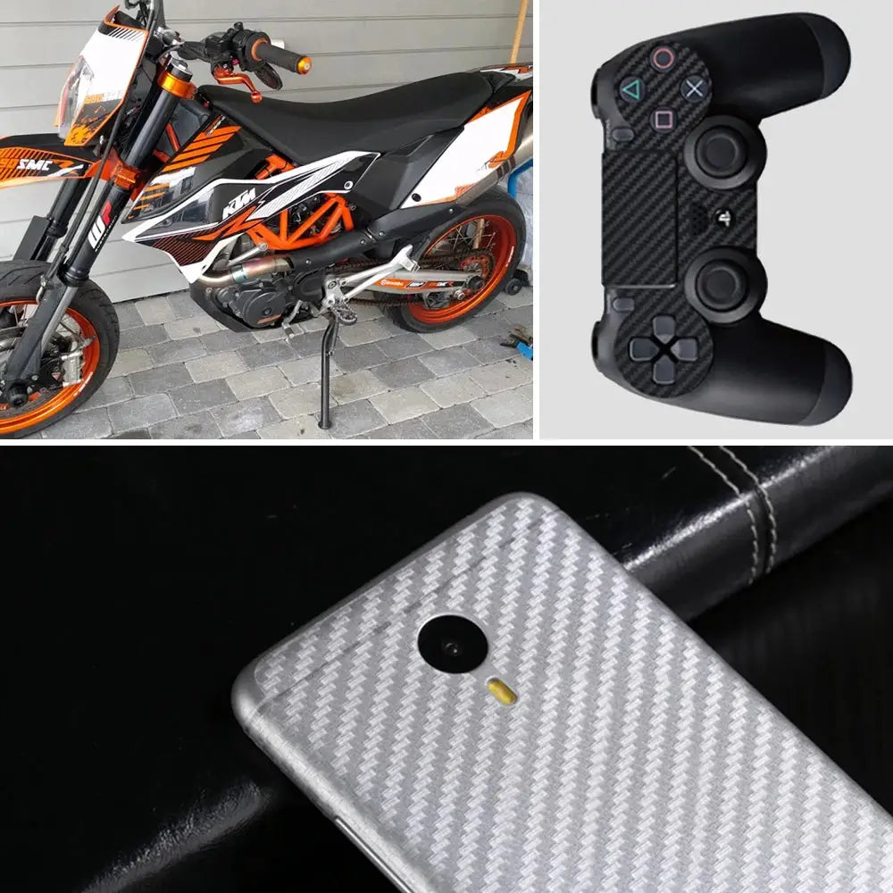 Simples Market carbon fiber vinyl wrap sheet; motorcycle wrap, carbon controller, carbon phone back.