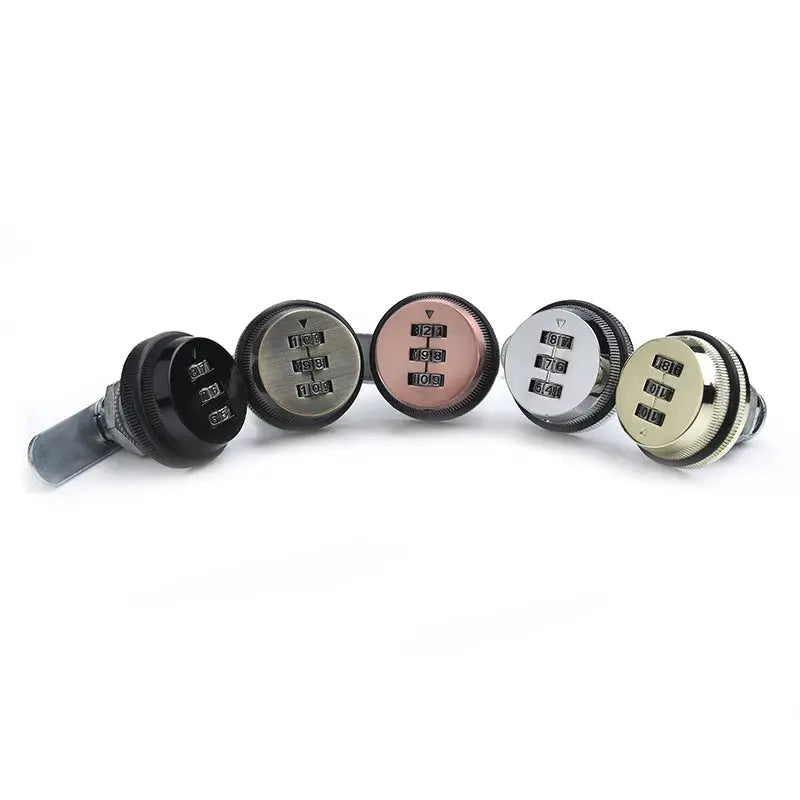 KAK combination cabinet lock set of five zinc alloy cam locks in black, bronze, rose gold, silver, and brass finishes